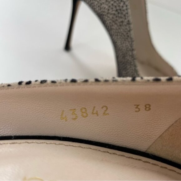 Sergio‎ Rossi Black and White Point-Toe Printed Stiletto Pumps High Heels - Picture 14 of 16